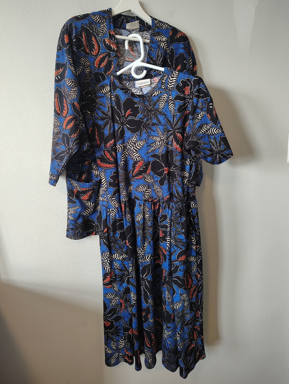 Rare Vintage Mary Rose Cotton Floral Dress and Sweater Set - women's 16